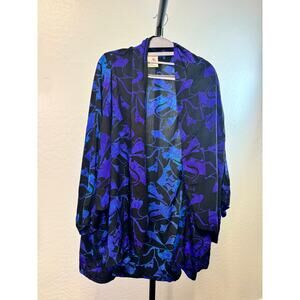 Red Threads Rayon Cat Print Purple/Blue Kimono Cover Cardigan One Size Artsy